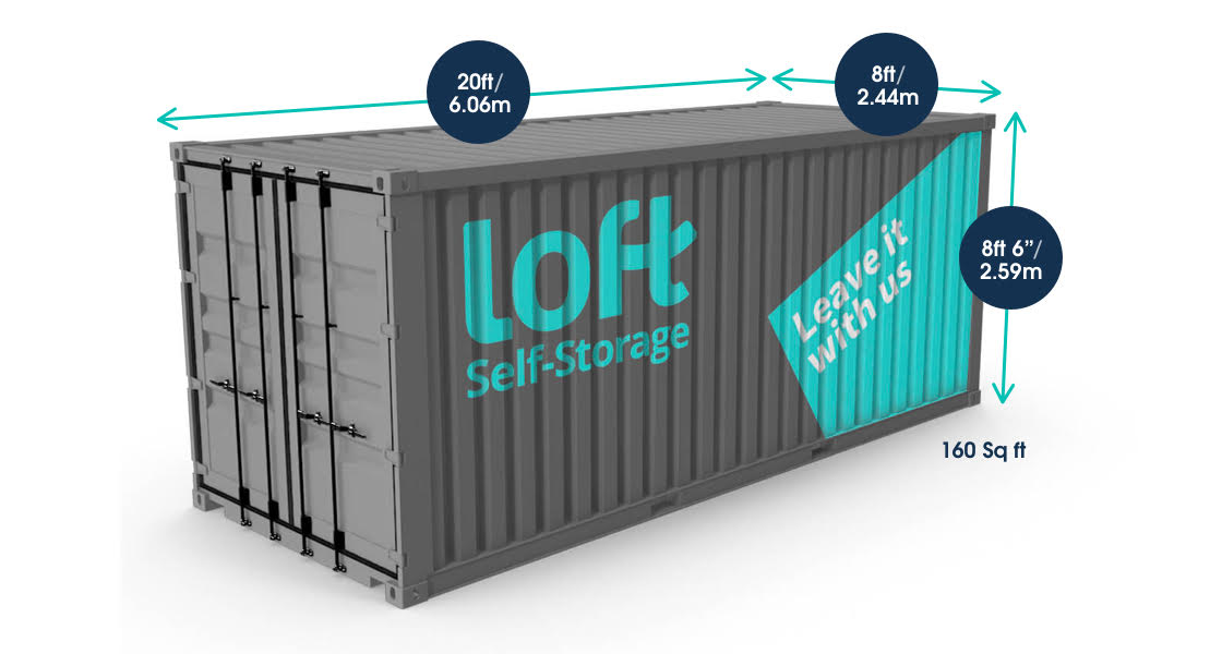 What fits in our 20-foot storage containers?